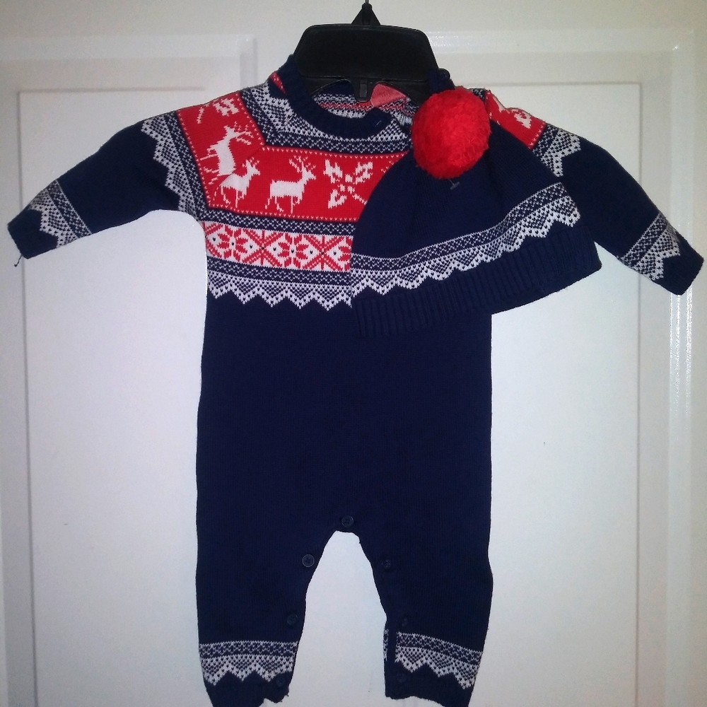 New Jingles and Joy Baby Sweater Suit 0-3 Months